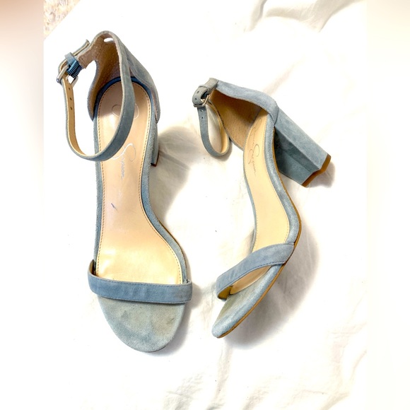 jessica simpson heels Light Blue Suede Block Heels Size 9 - Picture 1 of 4